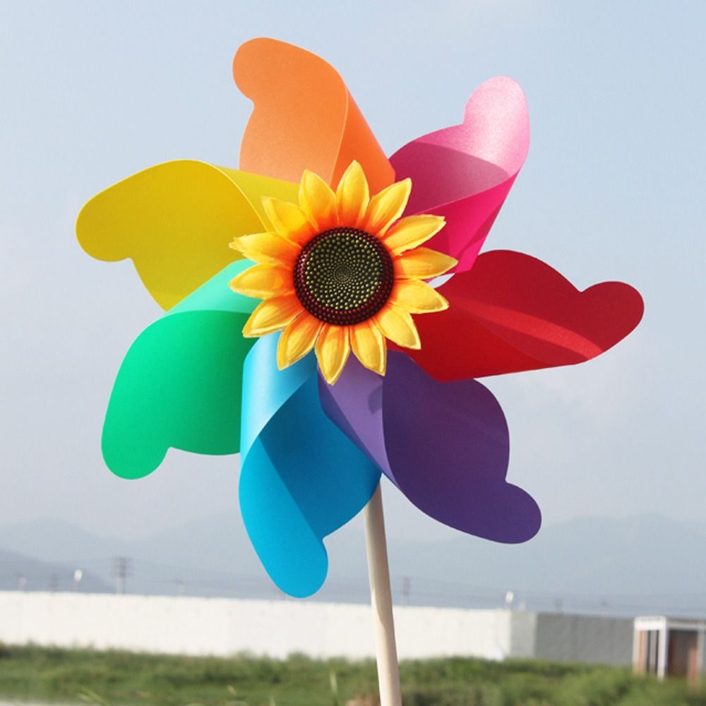 Outdoor Activities Kids Toys Colorful Sunflower Windmills DIY Wind Spinners Layout Pinwheels Toys Plastic Wind Spinners