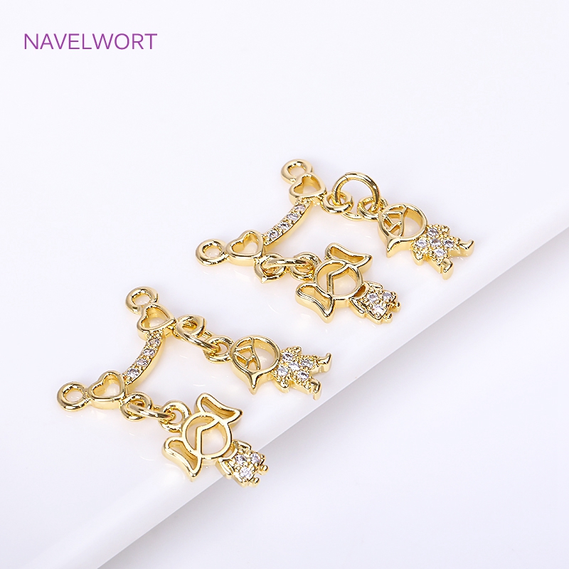 Trendy 18K Gold Plated Boy Girl Anhänger für Halsketten Erstellen, personalisierte Kinderchark DIY -Schmuckzubehör machen Accessoires