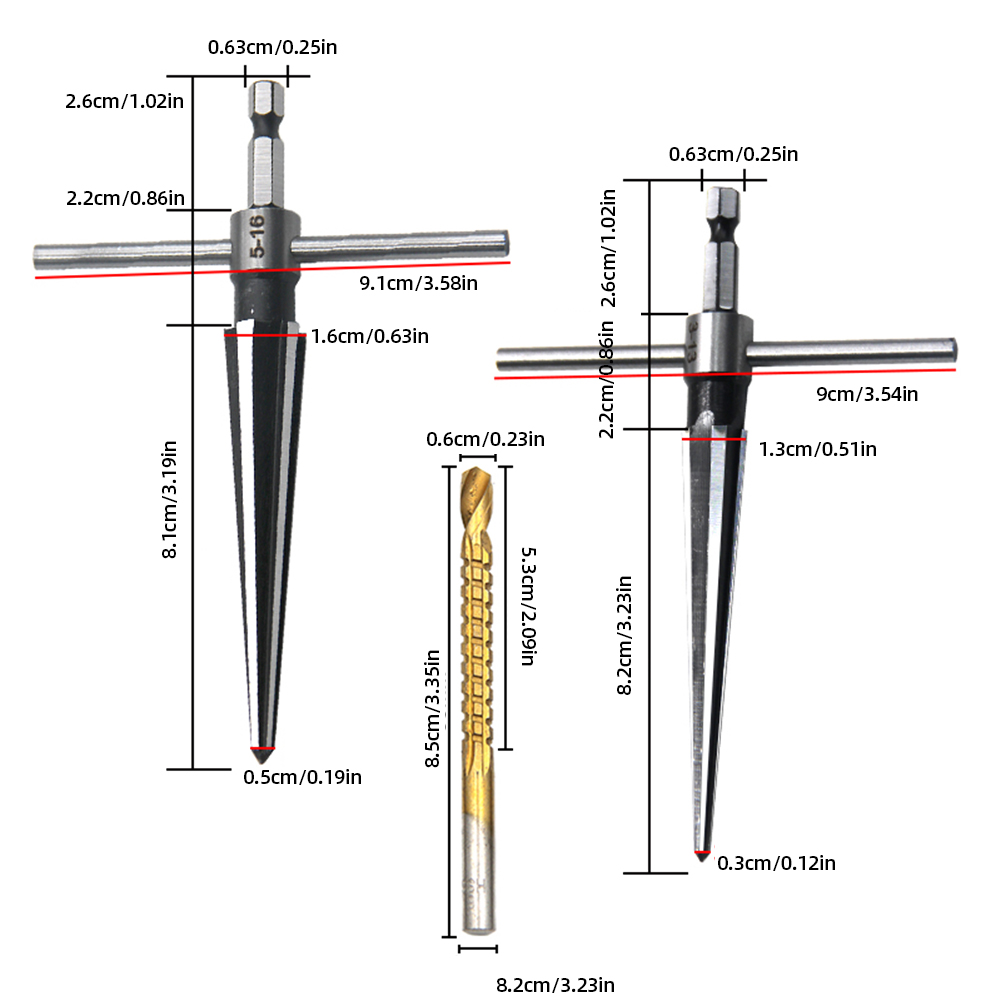 3-16 mm 5-16 mm Brückenstift Loch Hand gehalten RAMER SET T-Griff verjüngte 6 geriffelte Schalme Bit-Reisende Holzarbeiter Kernbohrwerkzeuge
