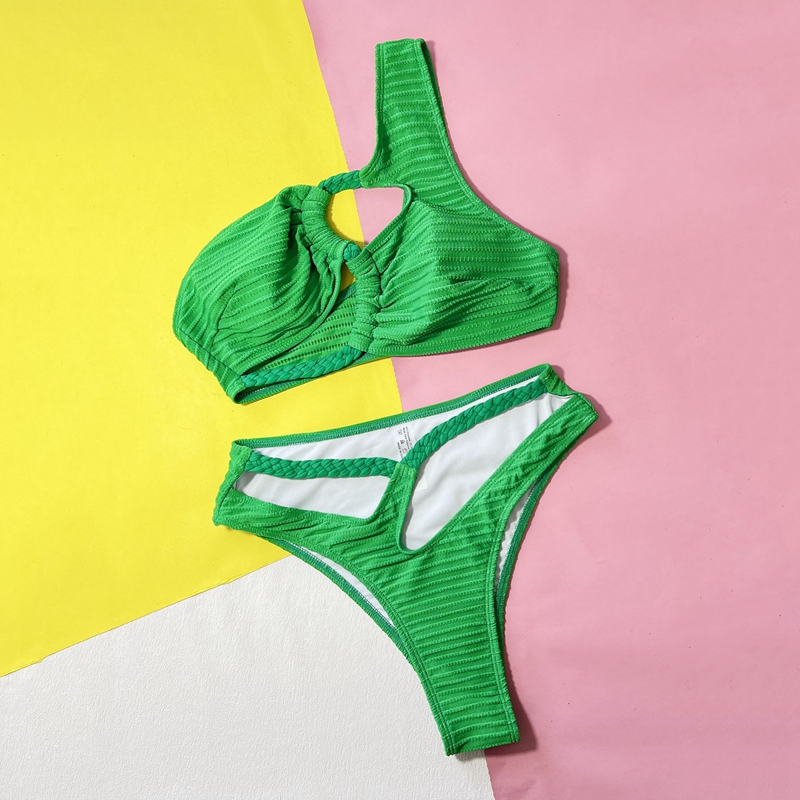 Arxipa sexy bikini's tweedelig zwempak voor vrouwen een schouder badpak gevuld met push omhoog strandkleding bandage 2 -delige hol uit stringgrens crop top high taille green bandeau