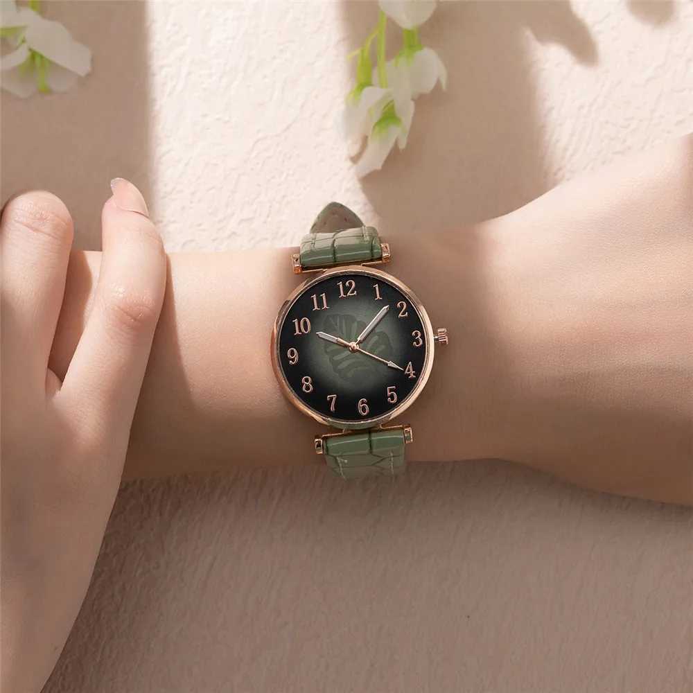 Montres pour femmes Simple Green Lets de style numérique 2023newwew Women Brandhed Quartz Watch Casual Leather Strap Dames Horloge Robe Watches 240409