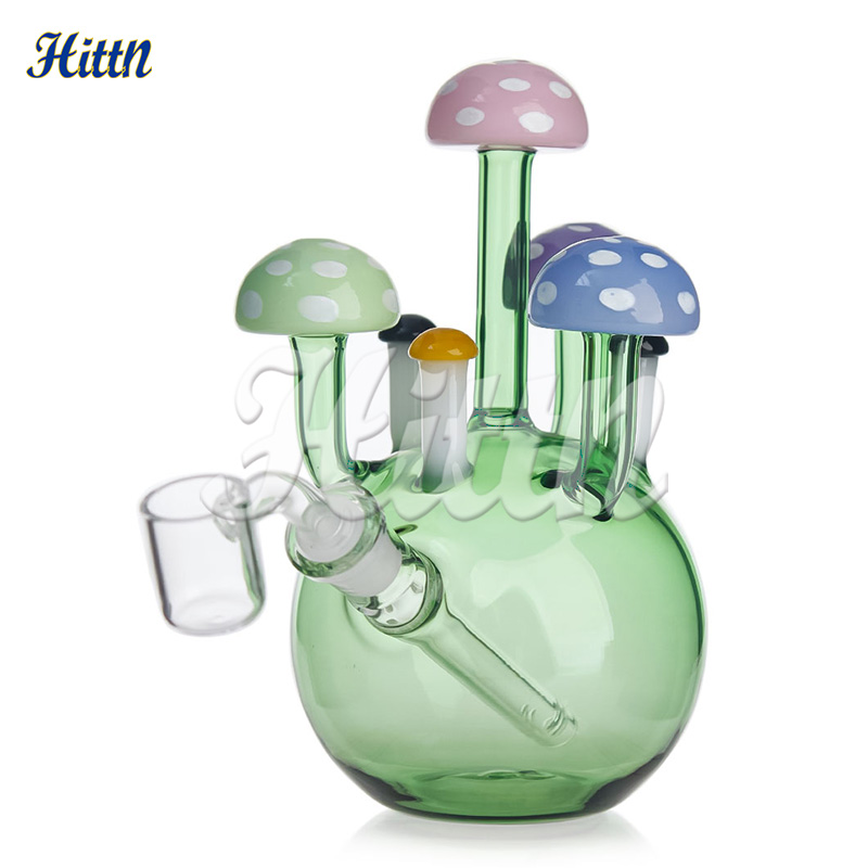 Rigle de champignons uniques Bong Bong 6,7 pouces Rigue d'huile à main colorée 420 Pipe d'eau à fumer en verre avec quartz Banger de 14 mm Bangle Rose noir