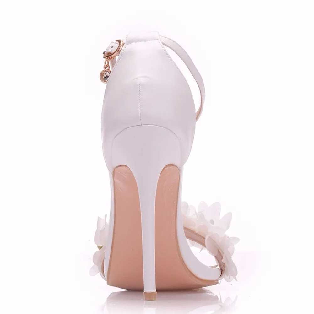 Обувь обувь Crystal Queen Sweet White Sexy Sexy Wedding Женщины шнурки лодыжки для лодыжки.