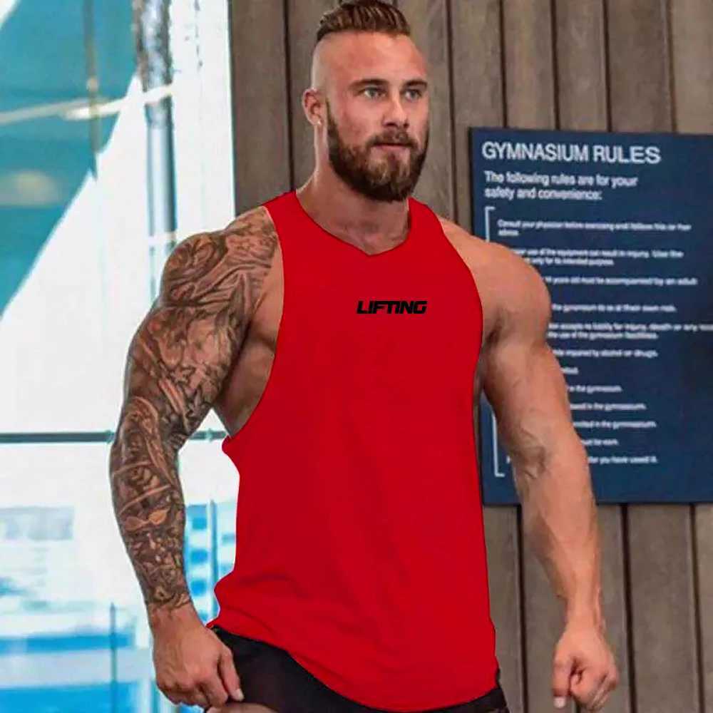 Camisetas masculinas tops de tanques e trajes de ginástica camisetas sem mangas acessíveis usadas para muscular tampo de roupas de roupas esportivas de roupas esportivas J240409