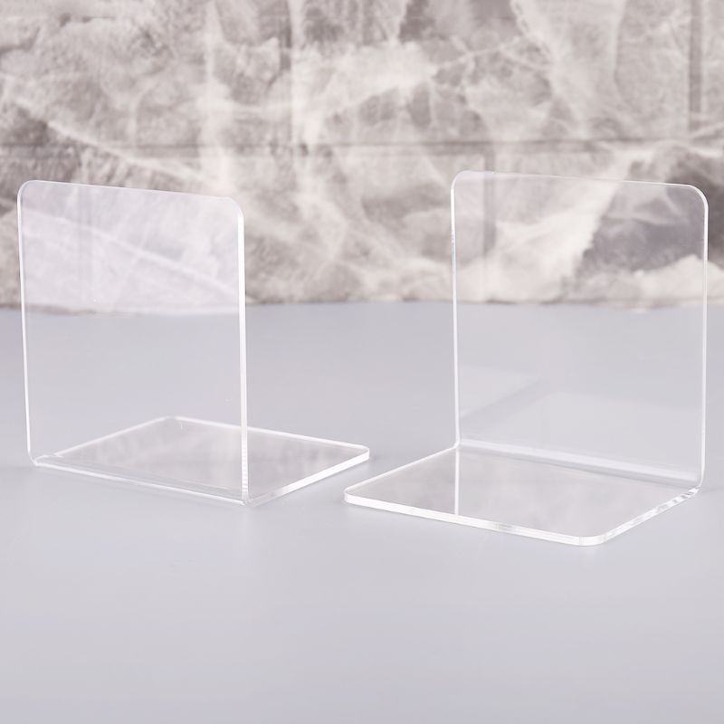 2st Clear Acrylic Bookends L-formad skrivbordsskrivbordsbok Holder School S Dropshipping