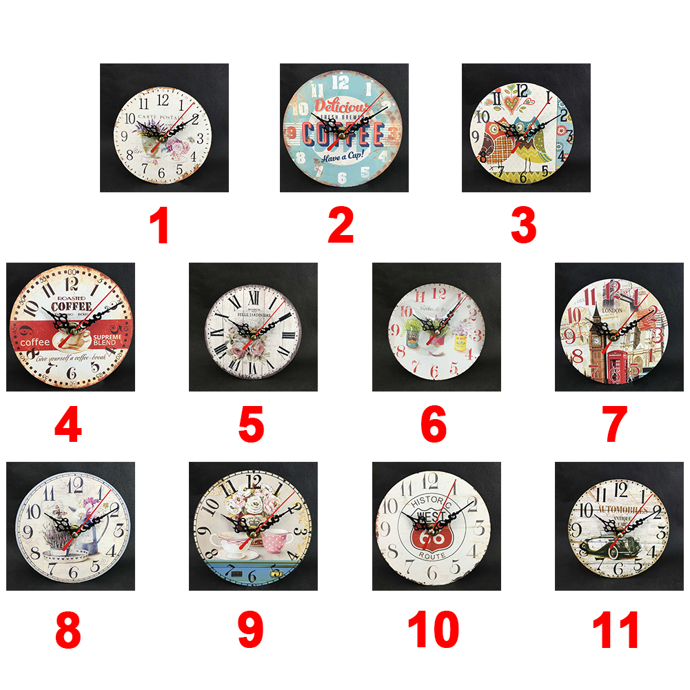 12 cm Office Timer vintage Shabby Chic Antique Home in legno Orologio da parete da cucina rustica