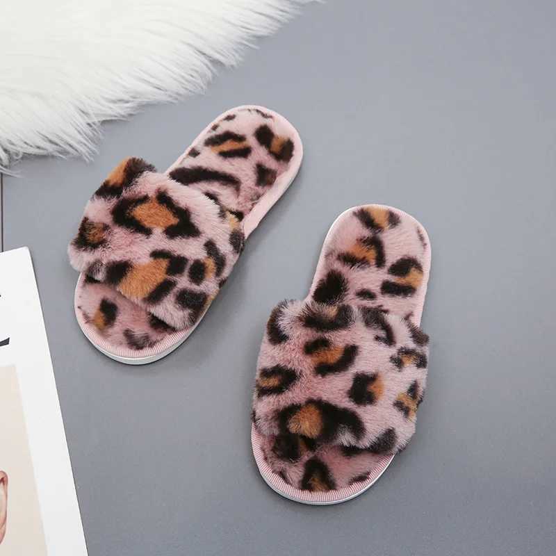 Slipper Kids Slippers Faux Fur Child Girls Girls Plaises Plaises à la maison Chaussures d'enfants intérieurs Plat Kid Kid Baby Chaussures For Girls Boys 2449