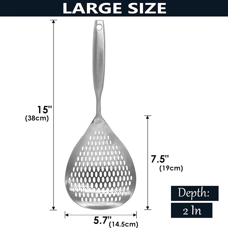 Skimmer Slotted Spoon 304 Stainless Steel Pasta Spider Strainers with Handle,Large Colander Ladle Strainer Spoon, Slotted Spoons for Kitchen Cooking,Frying