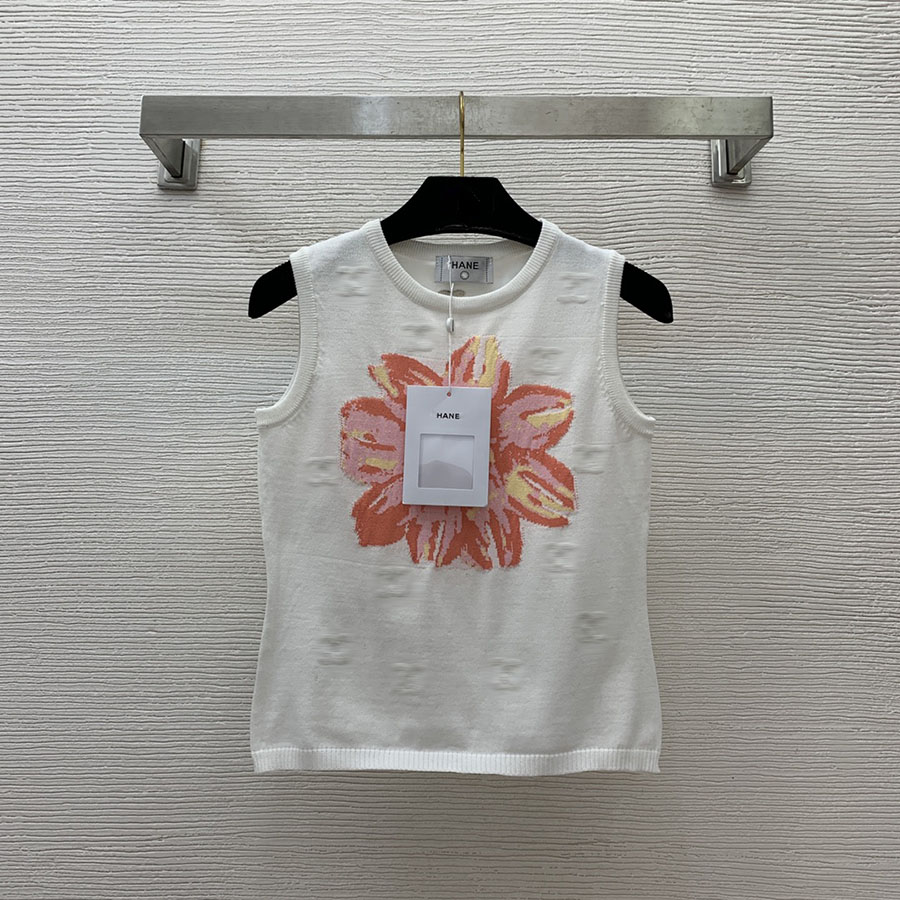 Diseñador de camisetas sin mangas de mujer Camisa de punto Y2K con patrón de flores temperamento de moda