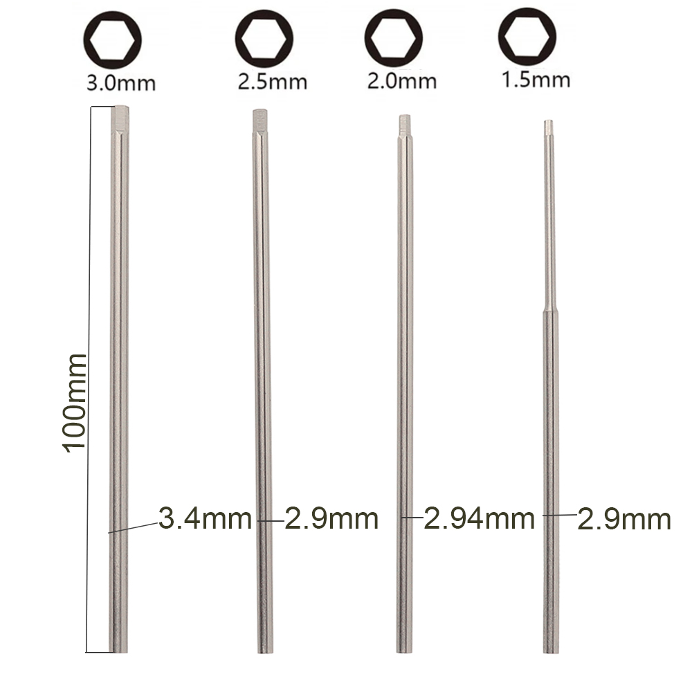 1.5 2.0 2.5 3.0mmスチールヘックスドライバーチップRCヘリコプターヘックスレンチドライバーツールRCヘリコプターカードローン航空機モデル用キット