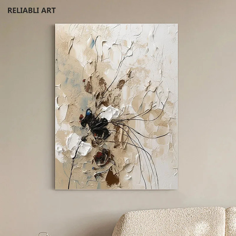 Abstract White Flower Oil Painting On Canvas,Print Poster, Wall Art Picture ,Paintings ,Modern Home Living Room Decor Cuadros