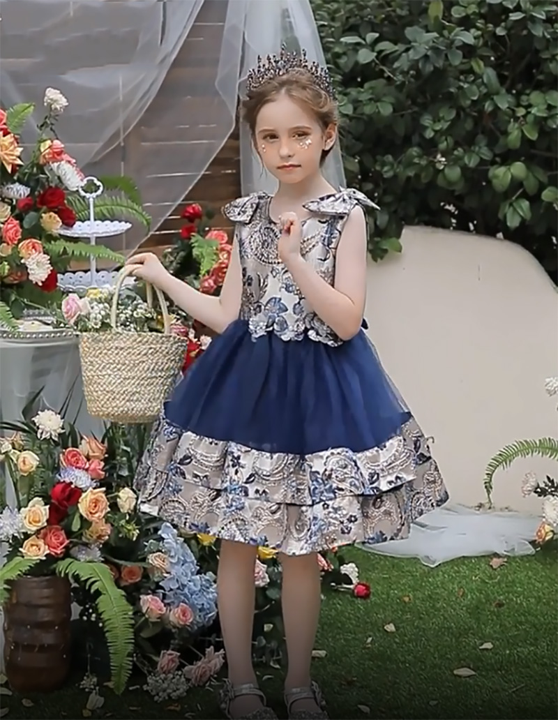 Vestidos de aniversário/festas de menina de joalhinha azul