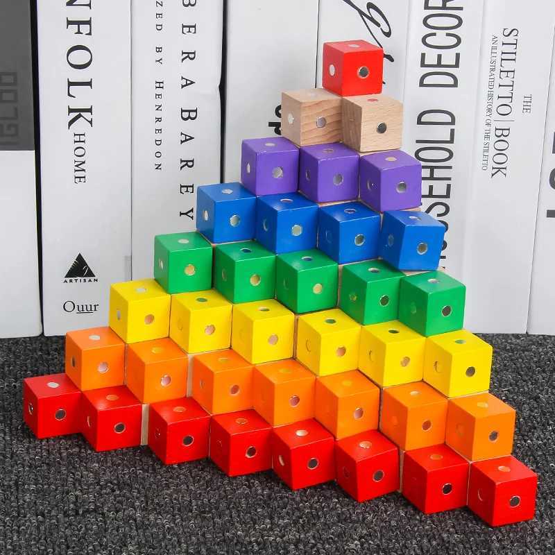 Magnets Magnetic Toys New Montessori Baby Toys 2*2*2cm Square Cube Rainbow Magnetic Blocks Wooden Toys for Kids Building Assembling Blocks Educational 240409