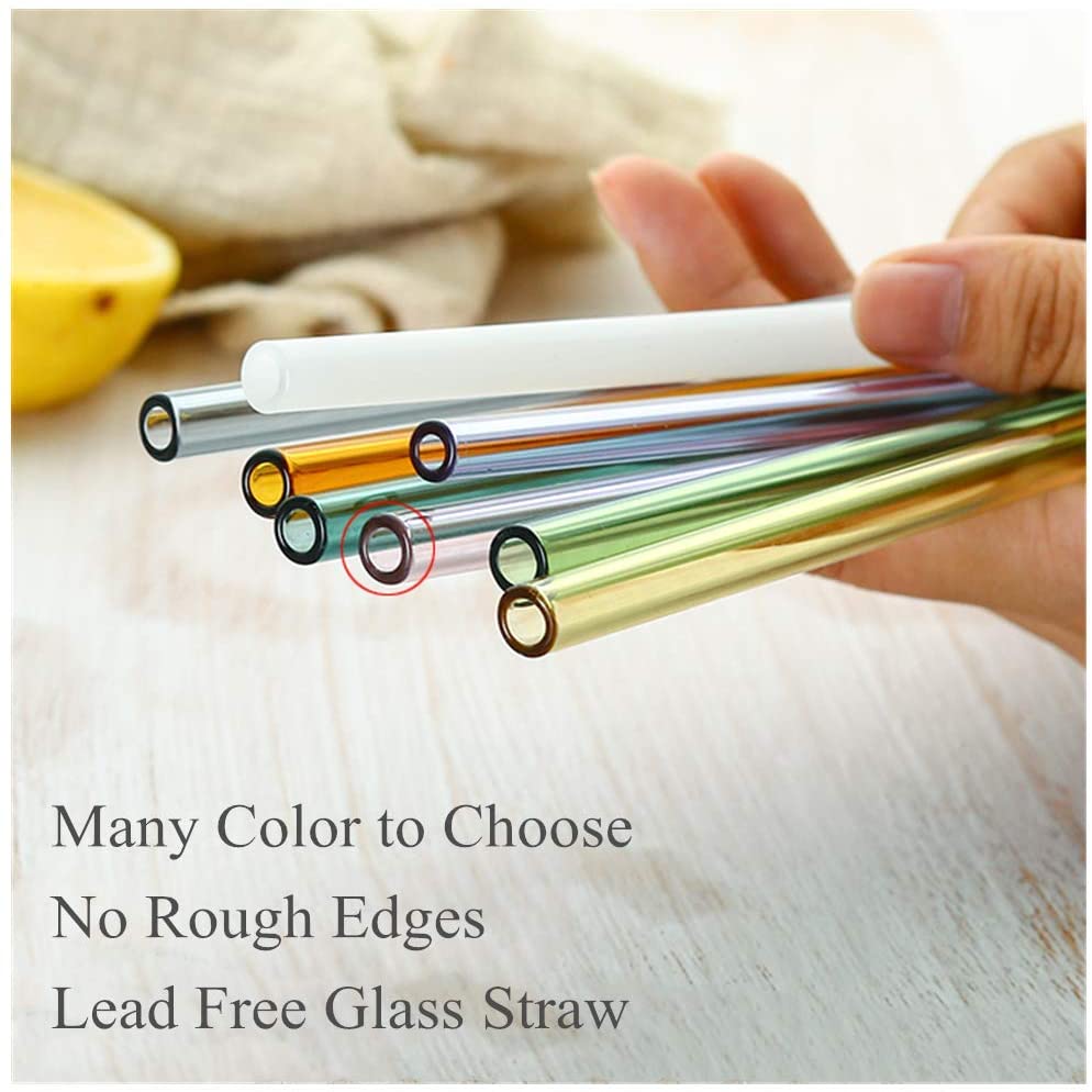 Colorful Glass Straws with Brushes Eco Friendly Reusable Drinking Glass Straw Bar Party Events Favors Drinkware Accessoroy