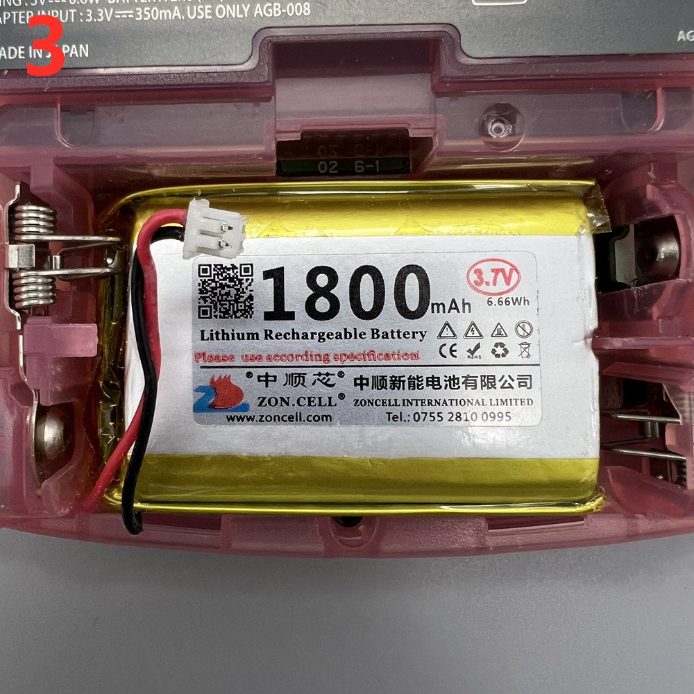 1800mah Batterie de lithium rechargeable pour Gameboy Advance GBA GBC GBP Module de chargement Shell Original Shell
