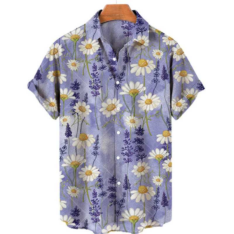 Casual shirts voor heren heren Summer Flowers Casual Gedrukt bloemenpatroon Oversized leidende mode elegante hoogwaardige luxe gengar Hawaiiaans shirt 2449
