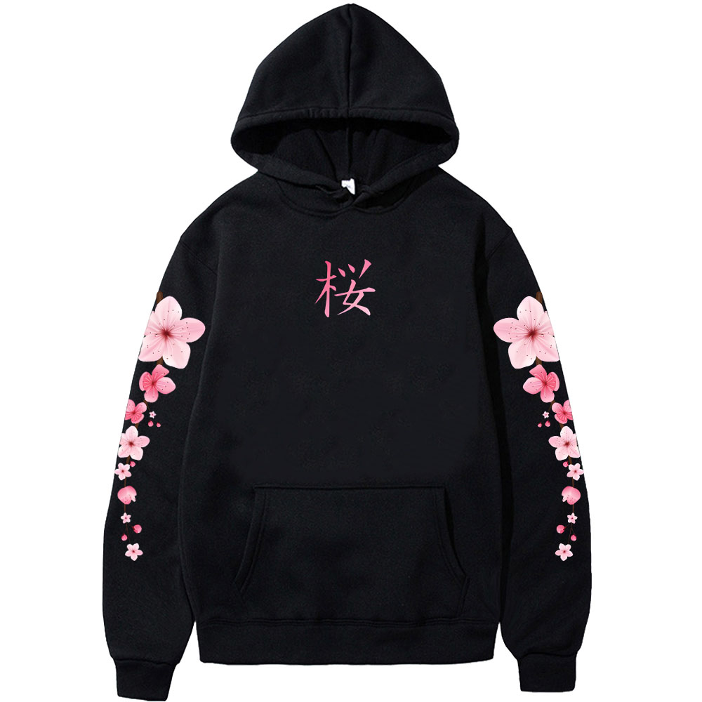 Japaneses Blossom Sakura Hoodies gráficos de manga comprida Molus de camisolas com capuz de inverno