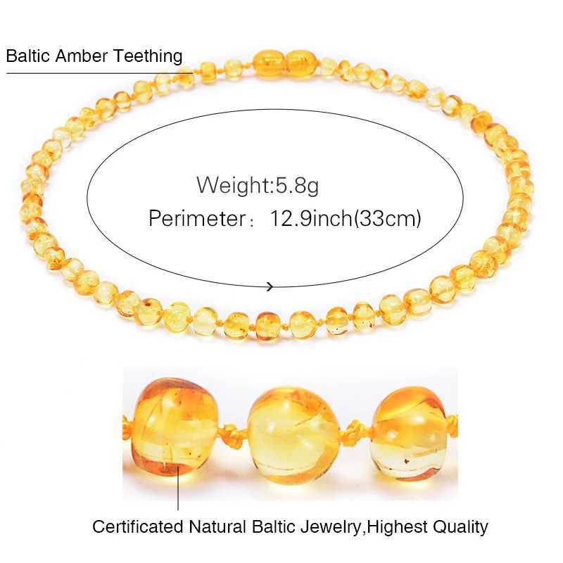 Pendant Necklaces Baltic Ambers Teeth Necklace Baby Children Unisex Natural Certified Oval Baltic Amber Beads Jewelry 13-50cmQ