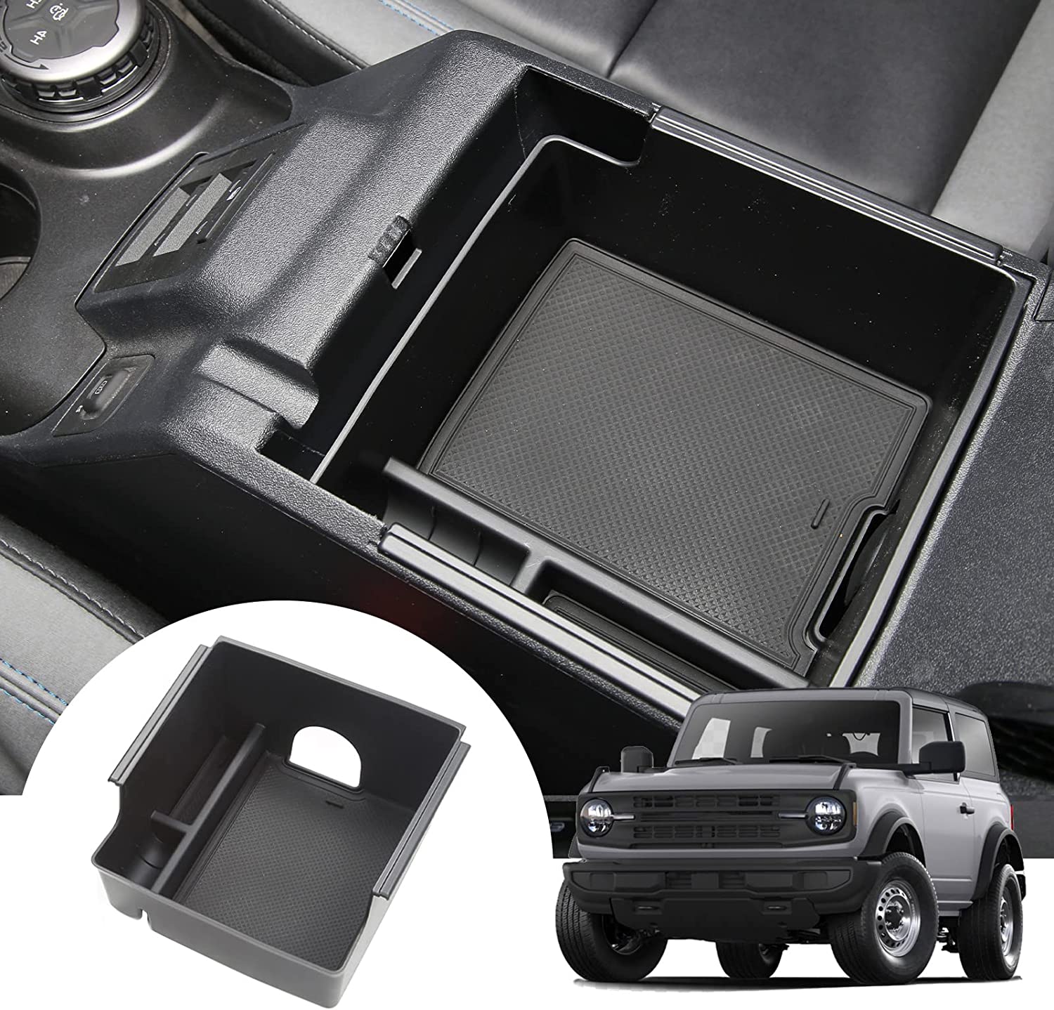 Car Accessoires Center Console Storage Box obere untere Schicht für Ford Bronco 2021+ Organizer Insert Tably Armlast Storage Box