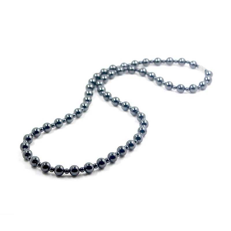 Pendant Necklaces Magnetic hematite 8mm round bead necklace for treating black jewelry for men and women HN023Q