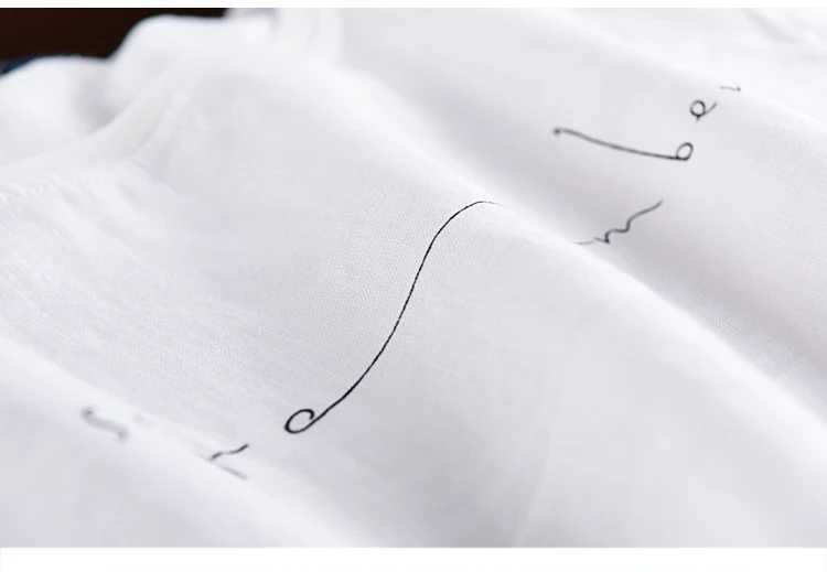 Männer T-Shirts neuer Stil runde Nackendruckbuchstaben kurzärmel reines Leinen T-Shirt Männer lässig T-Shirt für Männer weiß Flachs T-Shirt Herren Camisetal2404