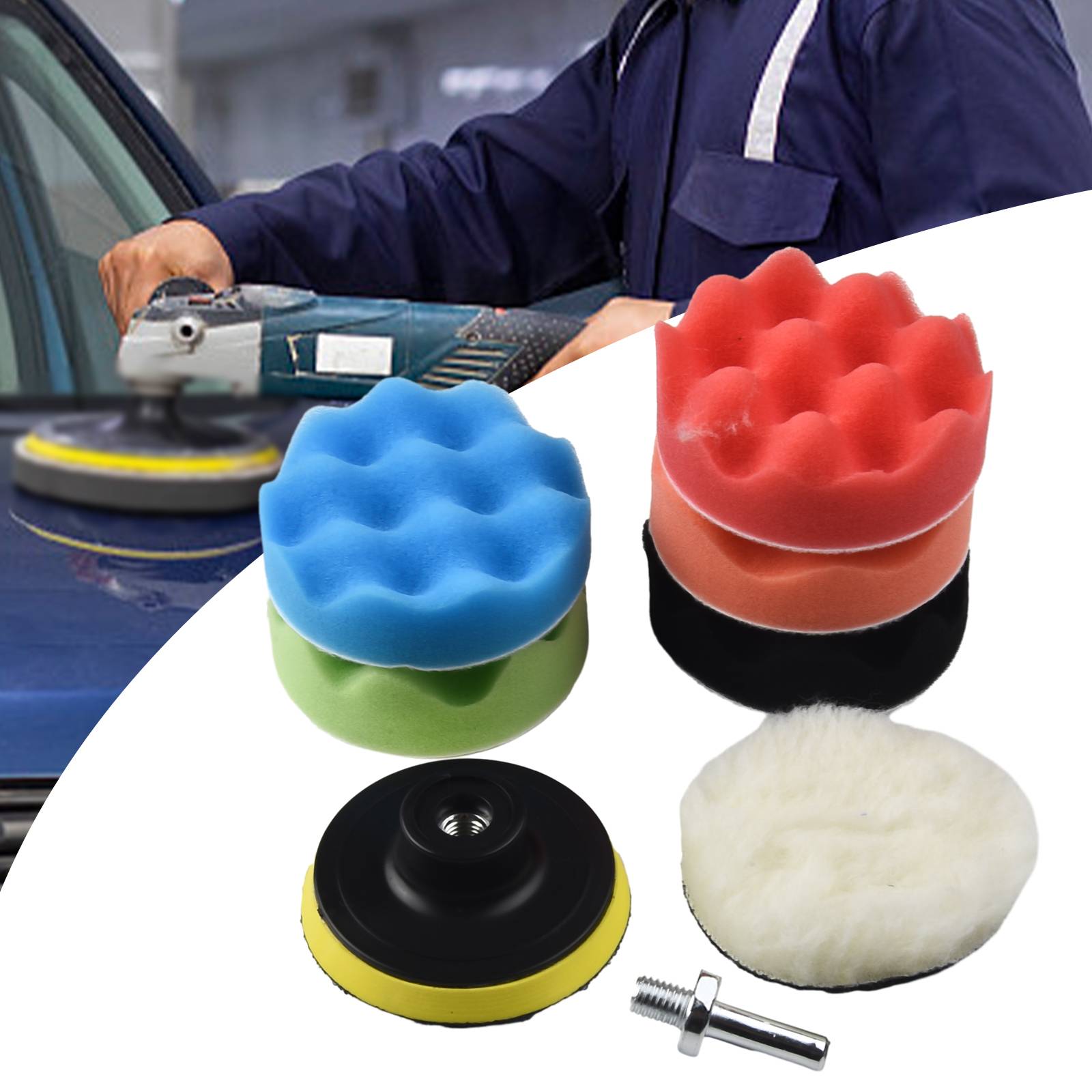 3/4/5/6 pouces Buffice Sponge Poling Pading Kit de cire pour les outils de polisseuse de voiture supprime les rayures et l'élimination des défauts