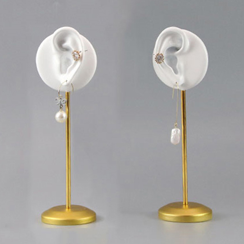 Durable Earring Display Stands Human Ear Model Stud Holder Soft Silicone Round Base Birthday Mannequin Stand Earrings Organizer