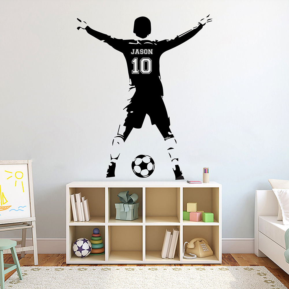 Fußball -Wanddekoration, benutzerdefinierter Name Wandtastkal, Sport Vinyl, Fußballaufkleber, Jungen Passion, Tor Wandkunst, Wandaufkleber, Kinderzimmer