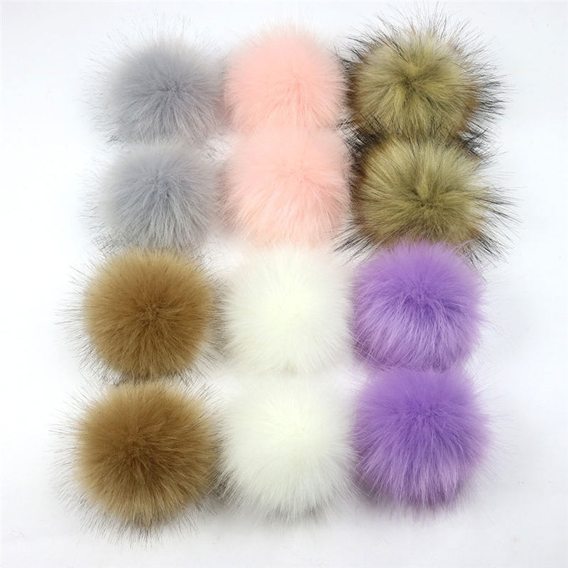 12st 8cm falskt hårboll hatt boll päls pompom falsk räv hatt boll pom pom med gummiband diy handgjorda klädhatt tillbehör