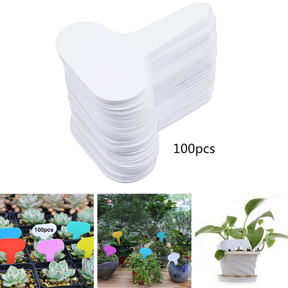 100st plast T-T-typ Garden Tags Ornament Plant Flower Label Nursery Thick Tag Markers For Plants Garden Decoration