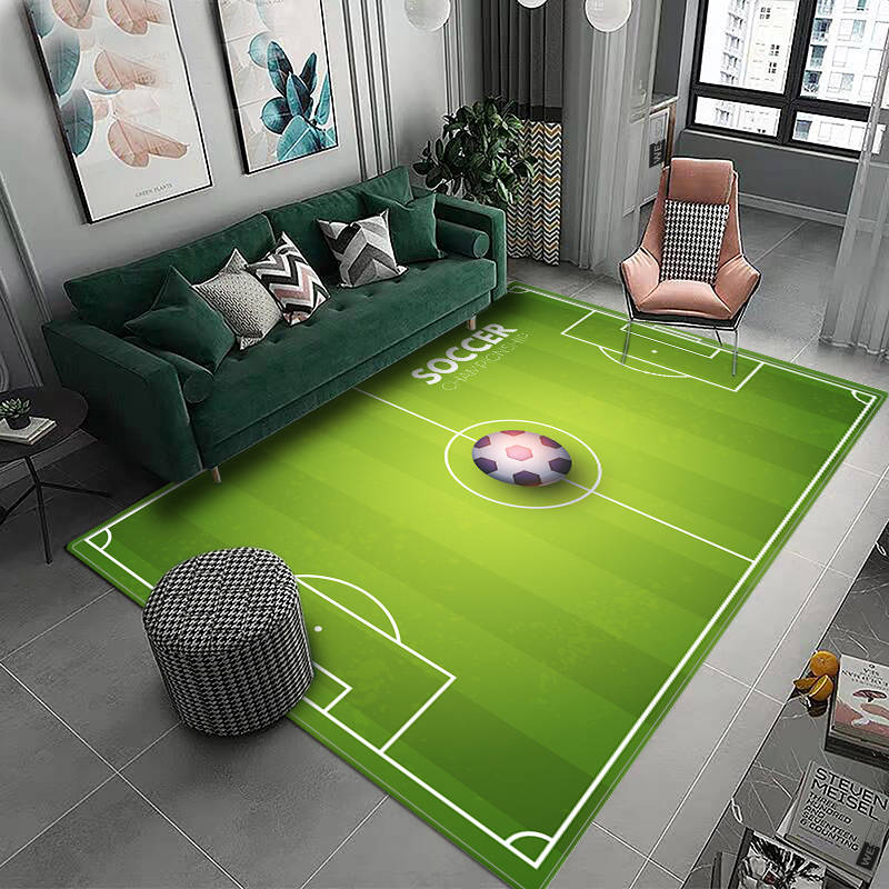 3D Football Field Carpet Home Hallway Living Room Rugs Kitchen Floor Mat Non-Slip Bathroom Rug Kids Bedroom Play Mat Boy's Rug