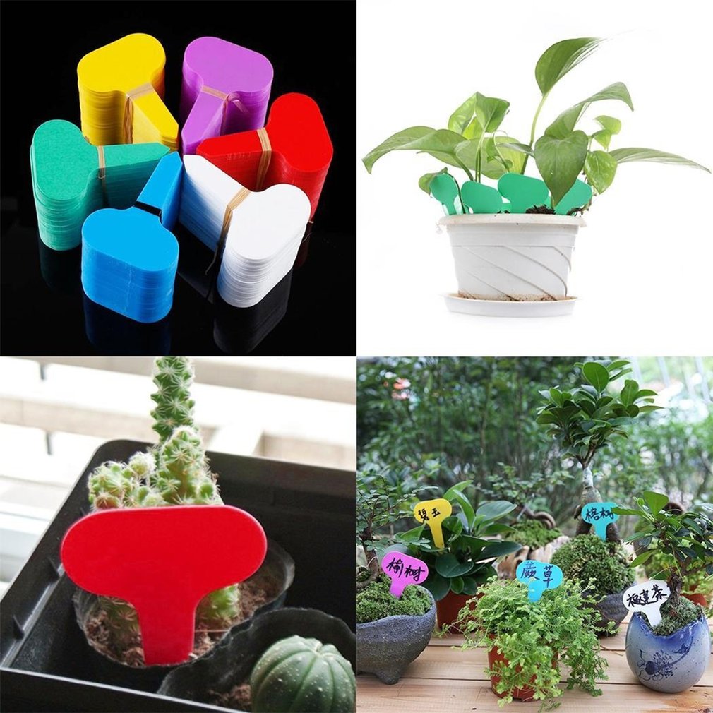 100st plast T-T-typ Garden Tags Ornament Plant Flower Label Nursery Thick Tag Markers For Plants Garden Decoration