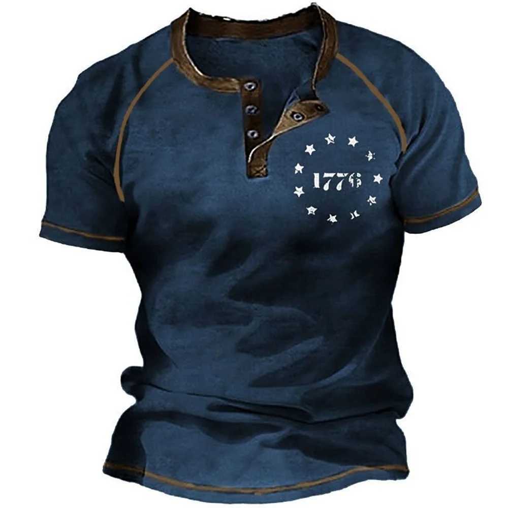 Casual shirts voor heren vintage knop v-hals navigatie t shirt korte mouw gothic henley shirt voor mannen extra grote tops tee shirt heren punk streetwear 2449