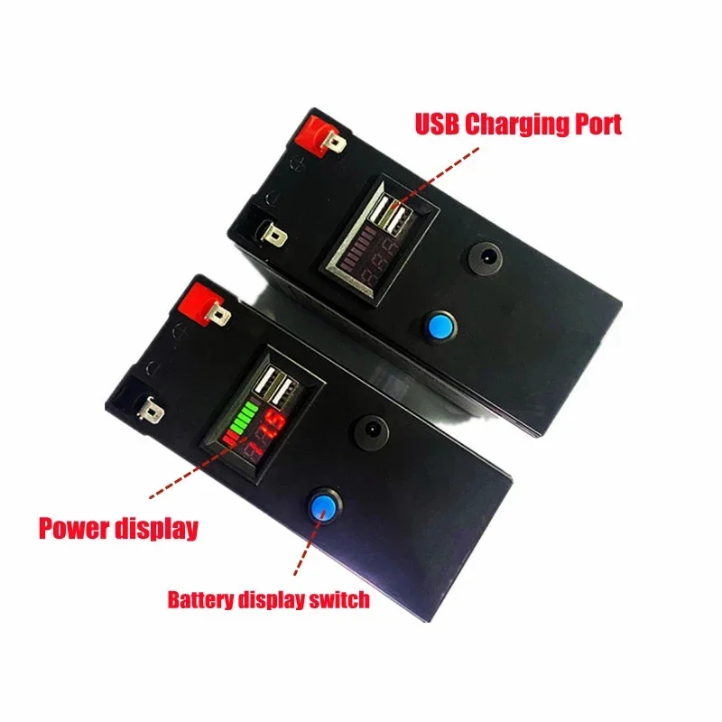 2024 Batterie Lithium LifePO4 améliorée 12V 120AH Batterie rechargeable portable intégrée intégrée 5V 2.1A USB PORTER PORT CHARGE