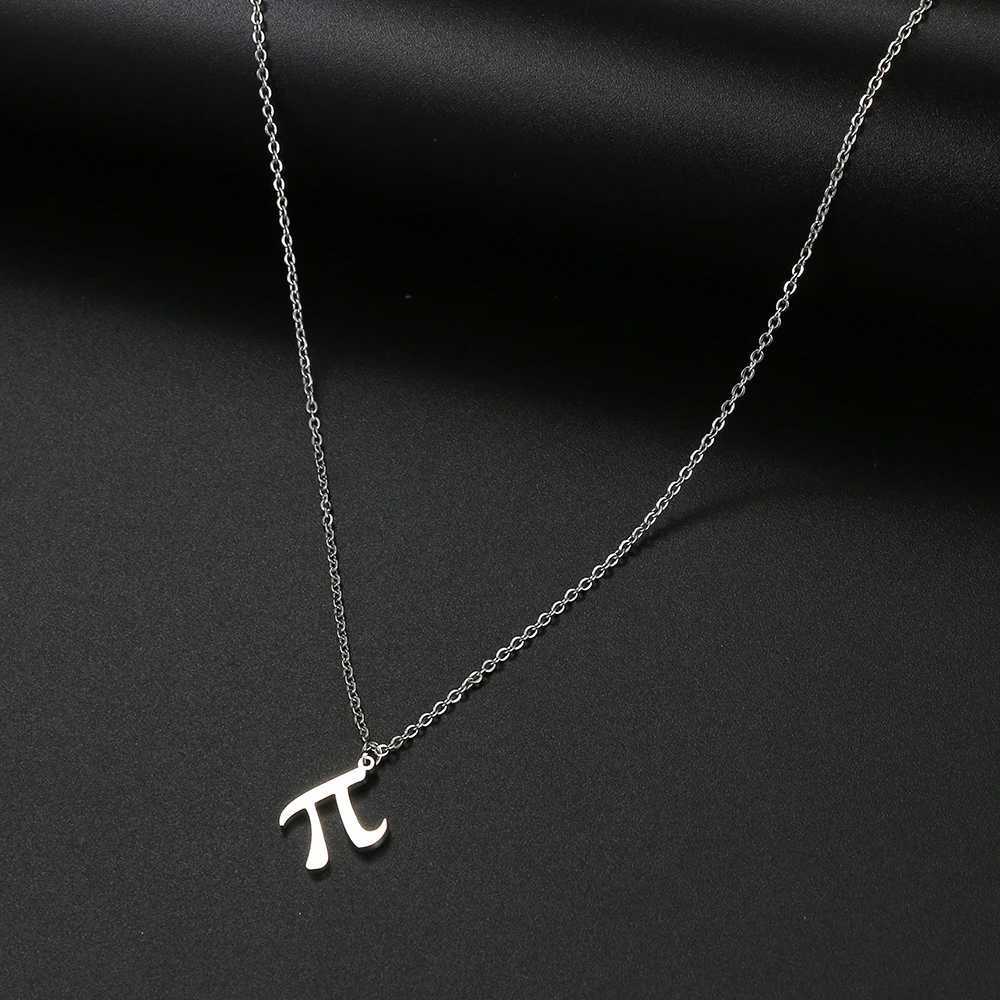 Pendant Necklaces Stainless Steel Necklace Mathematical Pi Symbol Hanging Chain Necklace Creative Mathematical Character Necklace Female Teacher GiftQ