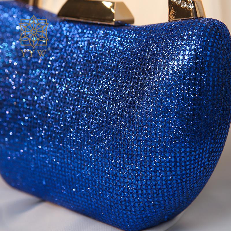 Paljett Royal Blue Evening Påsar Lyxiga plånböcker Koppling för kvinnor Bröllopsfest Topphandtag Handväska Damer Sparkly Rhinestone Clutch