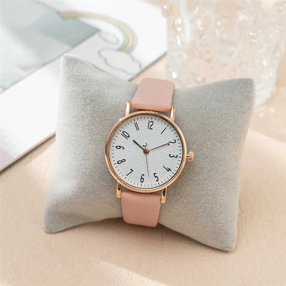 Kvinnors klockor Fashion Ladies Digital Simple Brand Quartz Watch Hot 2023 Ny Casual Pink Leather Strap Womens Clock klänning Klockor 240409