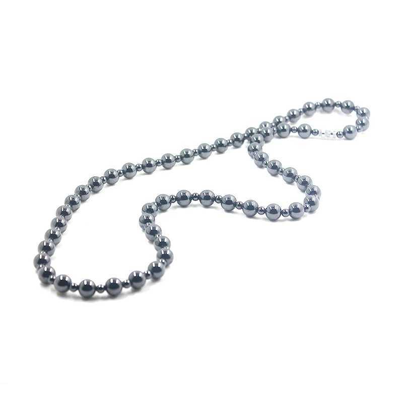 Pendant Necklaces Magnetic hematite 8mm round bead necklace for treating black jewelry for men and women HN023Q