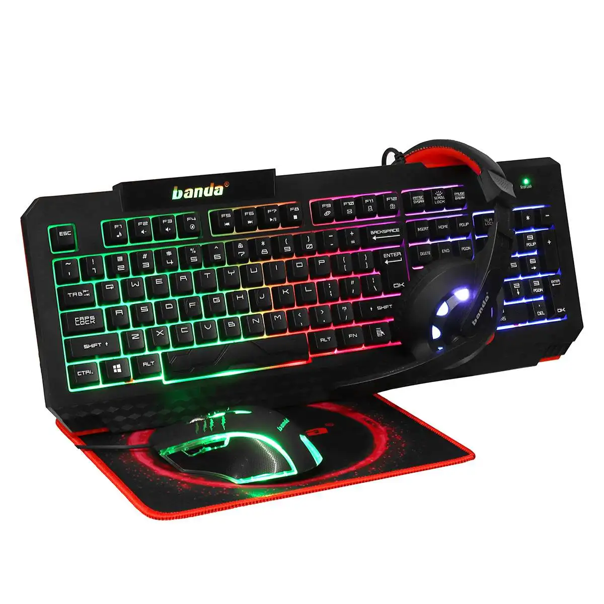 Combos Gaming Keyboard и мыши с проводной подсветкой.