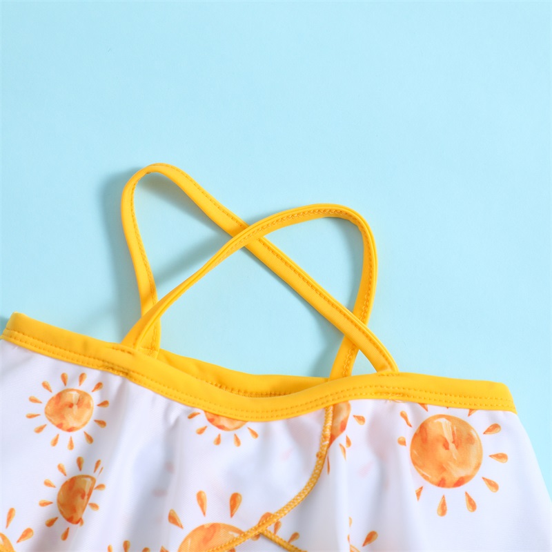 ewodos 0-3歳の子供ビキニセット女の女の子2pcs水着夏の太陽プリントキャミソール +弾性ドローストリングビーチショーツ水着