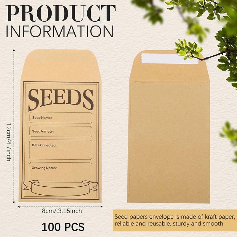 Seed Envelopes 3.1X4.7 Inch, Seed Envelopes Brown Paper Seed Packets Envelopes For Storage Vegetable Durable