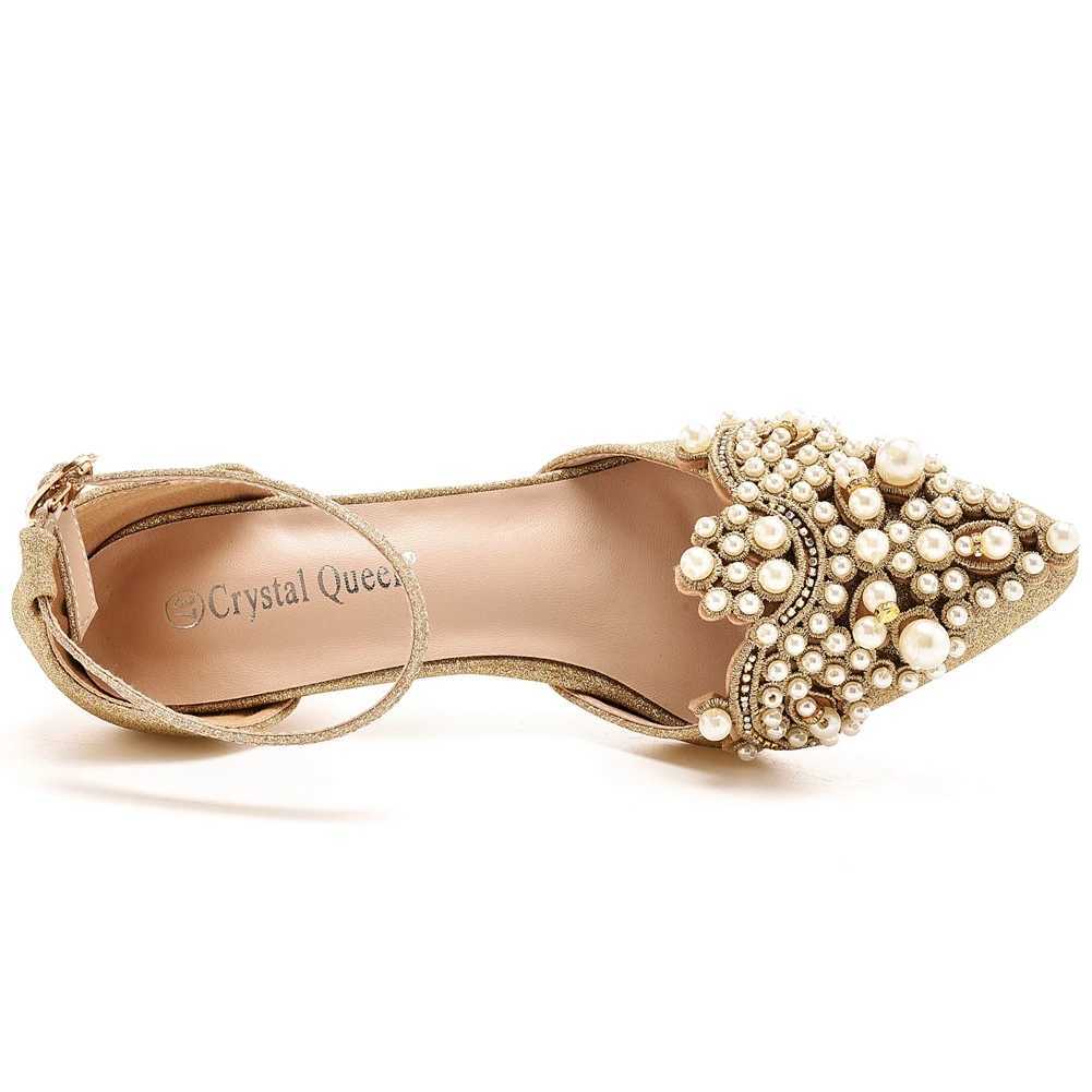 Dress Shoes Crystal Queen Sexy Women Sandals 7cm High Heels Beige Pearl Wedding Bridal Glitter Fetish Stiletto Gold Pumps H240409 7JIM