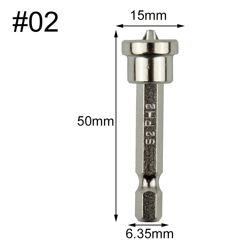 25/50mm Magnetic Positioning Screwdriver Bit Head 1/4inch Woodworking Screw Hex Shank Drywall Dimpler Bits Drilling Bits Tools