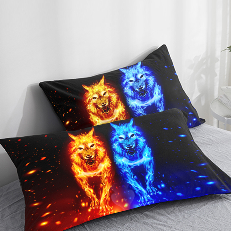 3D HD Custom Pillow Case,Pillowcase 50x70/50x75/50x80/70x70,Decorative Pillow Cover Animal fire wolf,Bedding Drop ship