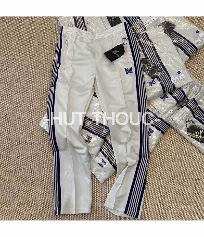 Men's Shorts 23SS Streetwear White Needles Sweatpants Men Women Top Version Embroidered Butterfly Fashion AWGE Drawstring Track Pants J240409