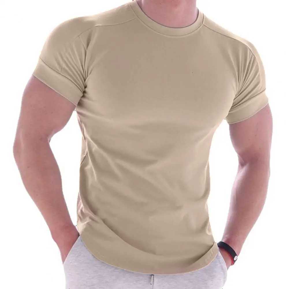 Men's Casual Shirts Skin-touch Milk Silk Men T-shirt O Neck Solid Color Short Sleeves Summer T Shirt for Men 2022 Sweat Absorption Casual Men Tops 240409