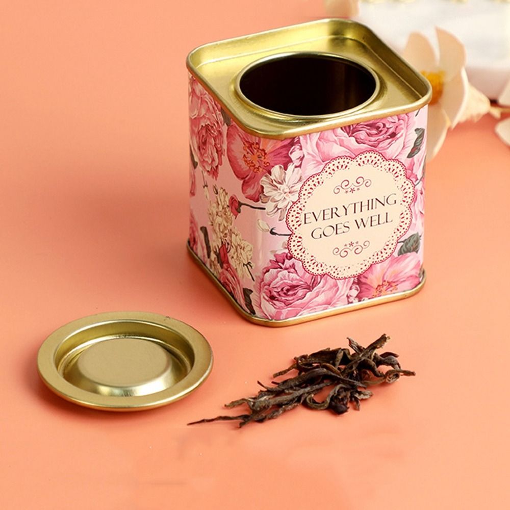 Красочный цветочный рисунок ретро изысканный чайная оловянная коробка удобная квадратная металлическая конфетка запечатанная портативная свадебная сахарная контейнер
