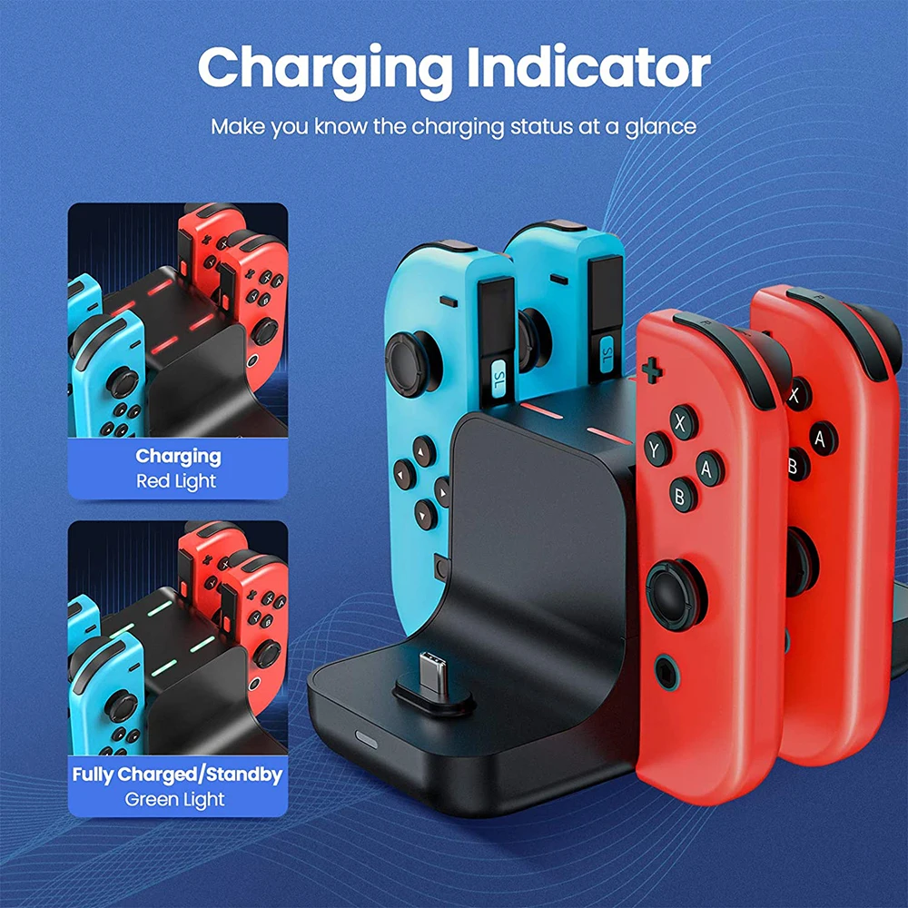 Laddare 6 i 1 laddare för Nintendo Switch Console Joycon Gamepad Charging Dock Station för Nintend Switch Controller Stand Accessories