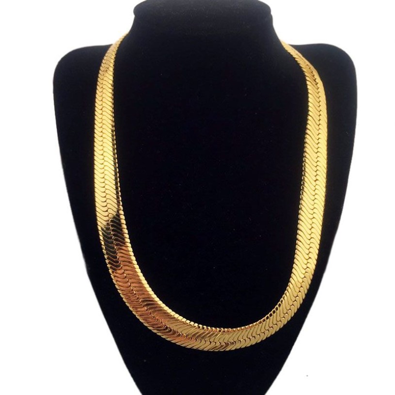 Alta qualidade 75cm 10mm Hip Hop Men Herringbone Cades Rapper Golden Rapper Chunky Chain Boys Rapper Nightclub DJ Jewelry274V