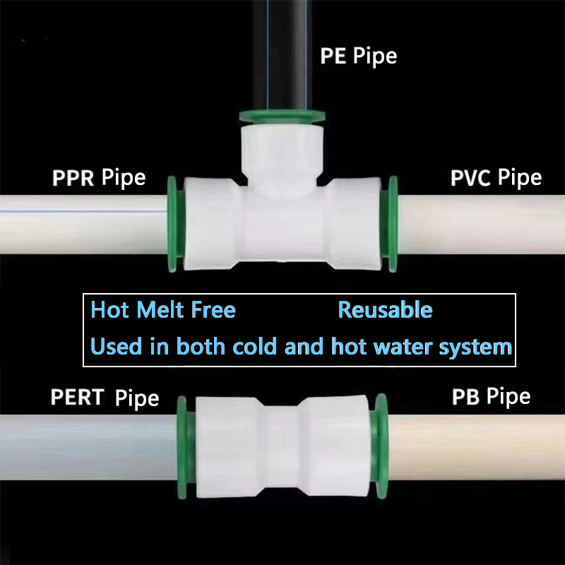 PPR Connettore di accoppiamento in plastica tubo di plastica del gomito RO Rapido PPR PPR Foot-Melt Free Quick Joint 20mm 25mm 32 mm